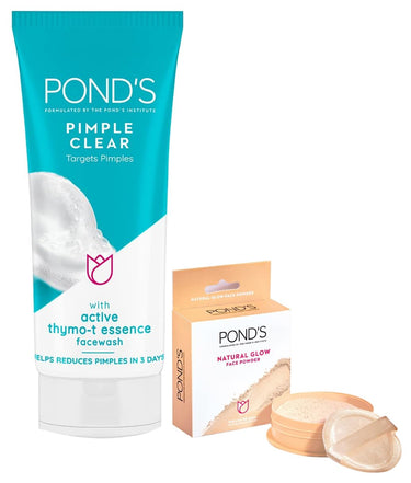 POND's Pimple Clear & Germ Removal Facewash 100 g&Pond's  Natural Glow Face Powder, BB Glow - 30G